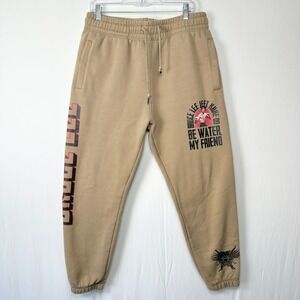 Bruce Lee x Shoe Palace Jogger Sweatpants Men L Tan Graphic Print Dragon Workout